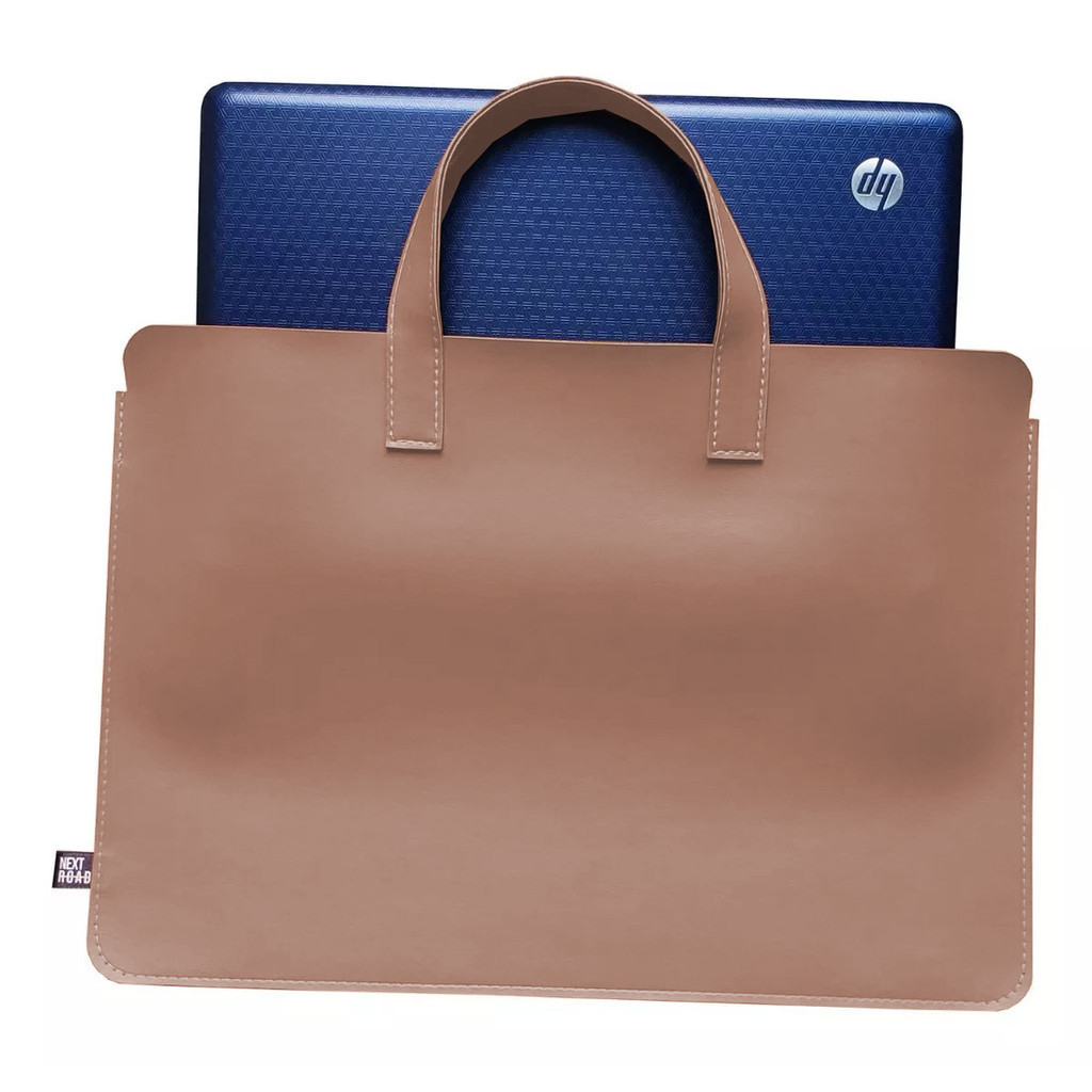 Sacola com Alça Para Notebook Couro Sintético Bege Escuro