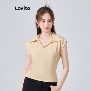 Lovito Casual Camiseta Feminina Lisa Básica L74ED241