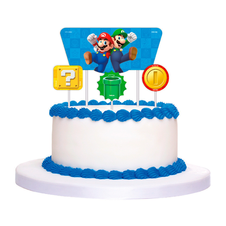Topo de Bolo - Super Mario - 4 unidades - FestColor - Rizzo