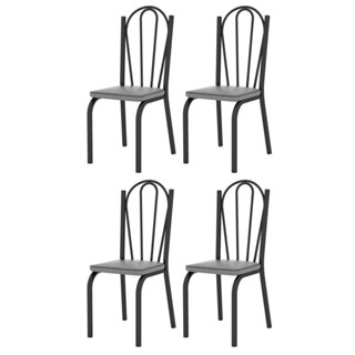 Kit 4 Cadeiras 121 Europa Preto/Platina - Artefamol em Oferta na Shopee