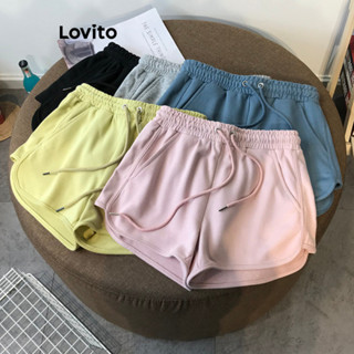Lovito Shorts Esportivos Casuais Com Cordão Liso Para Mulheres LNL47224