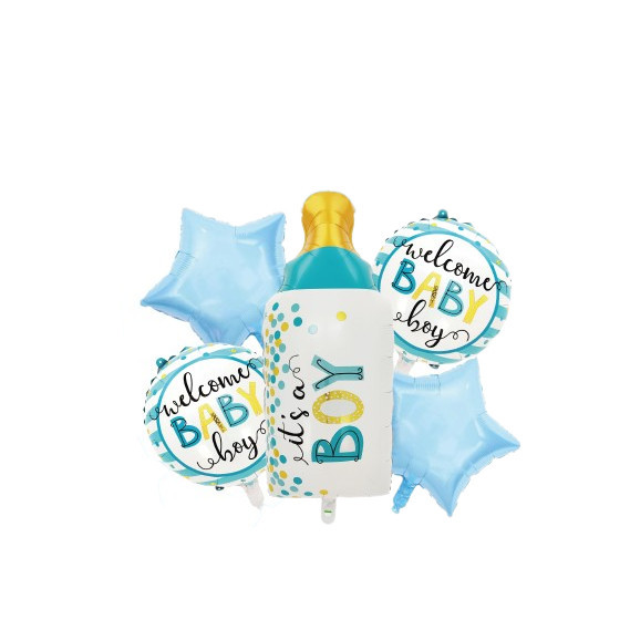 Kit de Balões Metalizados Bexiga 5 Peças Mamadeira It´s a Boy Azul Chá de Revelação em Oferta na Shopee