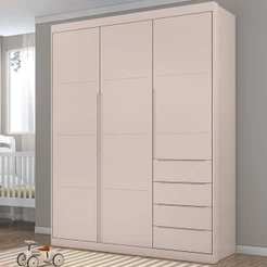 Guarda Roupa Infantil 3 Portas 4 Gavetas Lua P04 Rose - Mpozenato