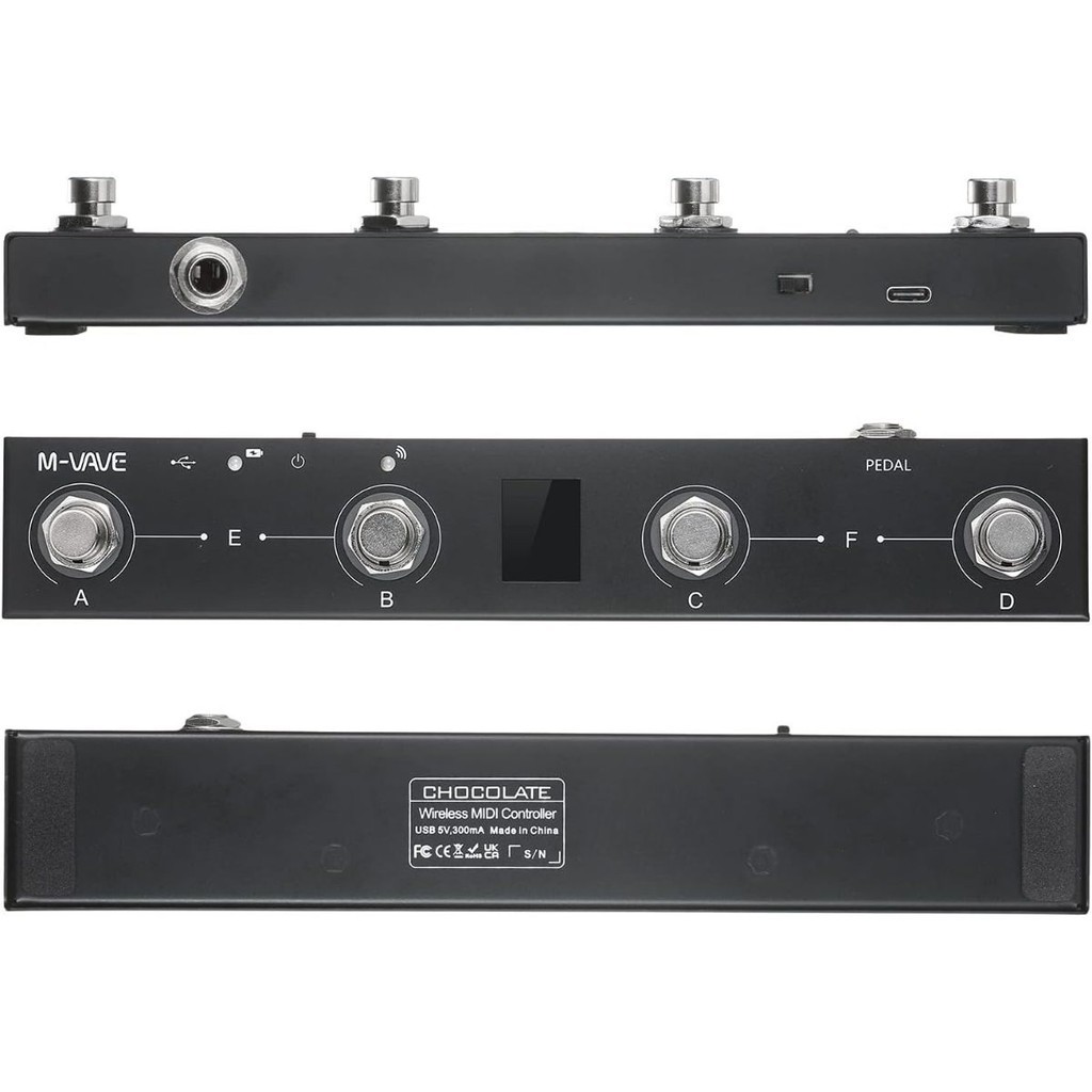 Controlador de Pedal Midi M-Vave Sem Fio Chocolate Recarregável