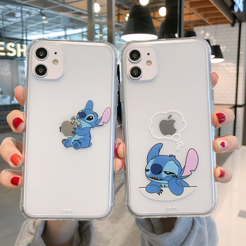 Capinha iphone 11/12/13/14/15 Pro max 6/7/8 Capinha de Proteção Lilo & Stitch Anti-Impacto Mais Silicone Transparente