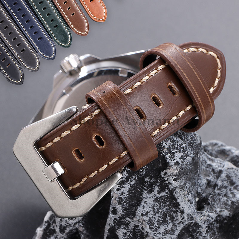 Pulseira De Relógio De Couro Genuíno , 20mm 22mm 24mm 26mm , Esportiva Universal À Prova D'água , Negócios , Mulheres E 