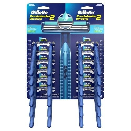 KIT Aparelho de Barbear Presto barba Gillette UltraGrip 2, Cartelas com/24 Unidades