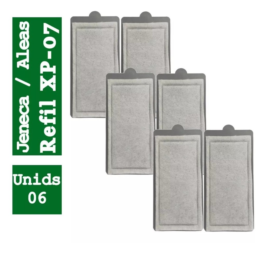 06 Unidades Refil Lã + carvão Para Filtro Externo Jeneca/aleas Xp-07 em Oferta na Shopee