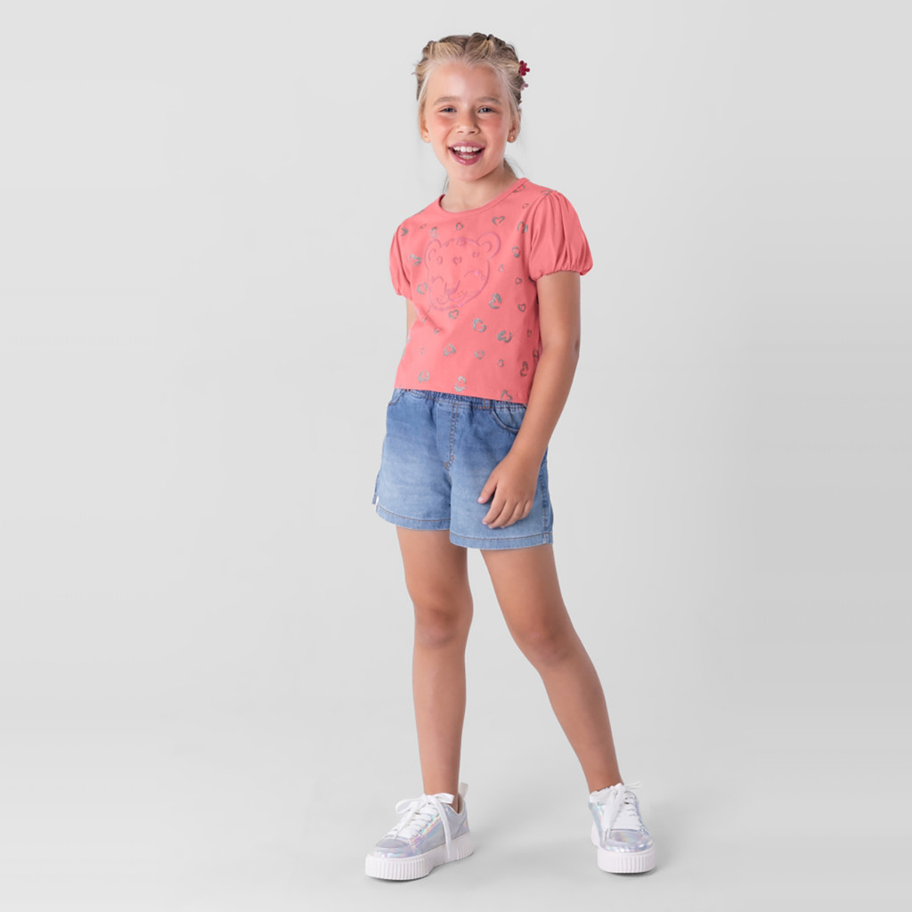 Blusa cropped infantil menina em malha Brandili - Baby & Kids Fashion