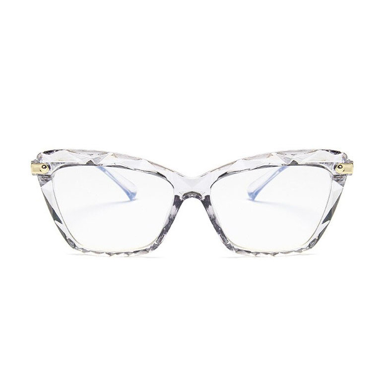Armação de óculos de grau Mosaico Lapidado transparente Retangular c/ lentes anti Blue