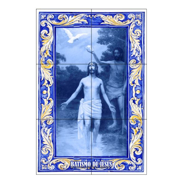 Quadro Imagem Do Batismo De Jesus São João Batista Azulejo