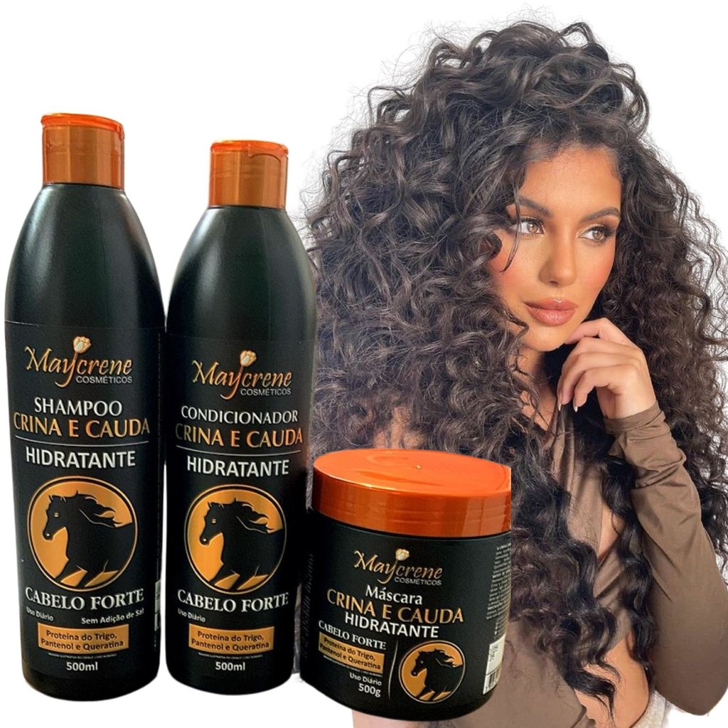 Kit Crina e Cauda Crescimento Capilar Para Seus Cabelos - Pronta Entrega (3 Produtos) em Oferta na Shopee