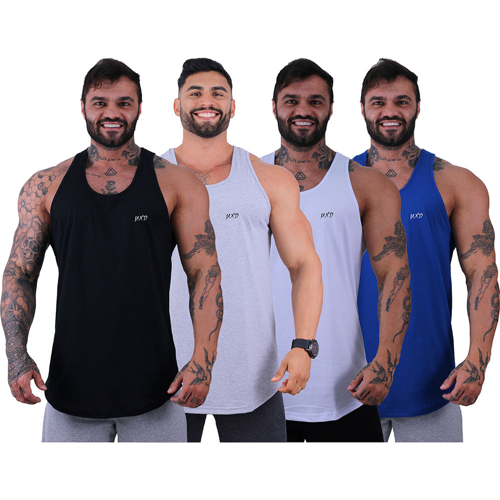 Kit 4 Regata Longline Cavada MXD Conceito Estilo Básico Grife