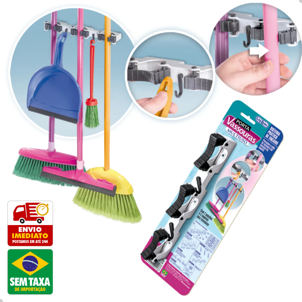 Suporte de Parede Para Vassoura Rodo Pa Multiuso LigBrin 1188 1478 em Oferta na Shopee