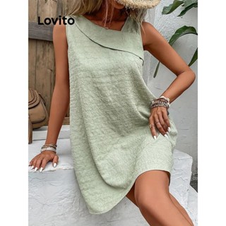 Lovito Vestido Boho Liso Assimétrico Para Mulheres LNL41049