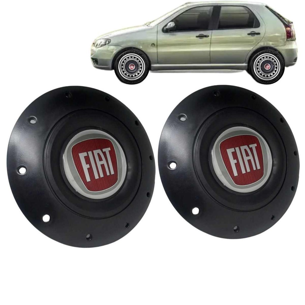 Jogo 2 Calota Centro Roda Ferro Aro 13 14 15 Fiat , Uno, Palio, Strada, Fiorino todos 4 furo