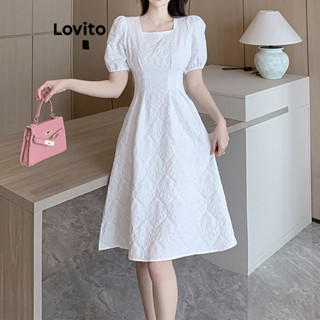 Lovito Vestido Elegante Liso Jacquard Para Mulheres LNE40565