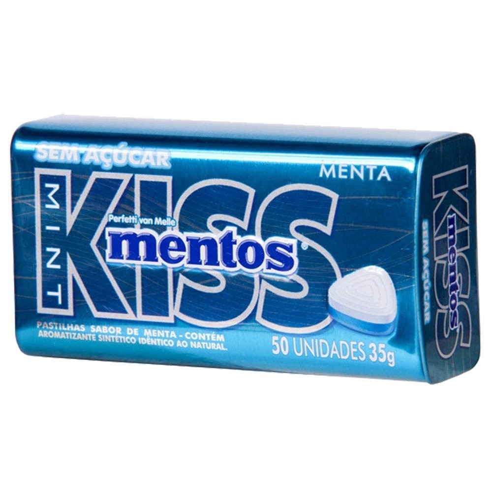 Bala Pastilha Lata Mentos Kiss Menta 35g