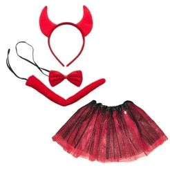 Fantasia Diabinha Carnaval e Halloween Com Mini Saia Tiara e Rabinho