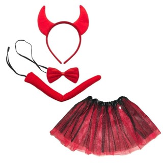 Fantasia Diabinha Carnaval e Halloween Com Mini Saia Tiara e Rabinho em Oferta na Shopee