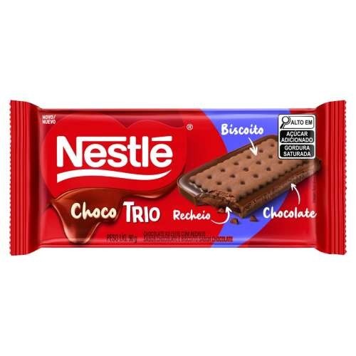 Chocolate Choco Trio Ao Leite C/ Biscoito Recheado Chocolate 90g em Oferta na Shopee
