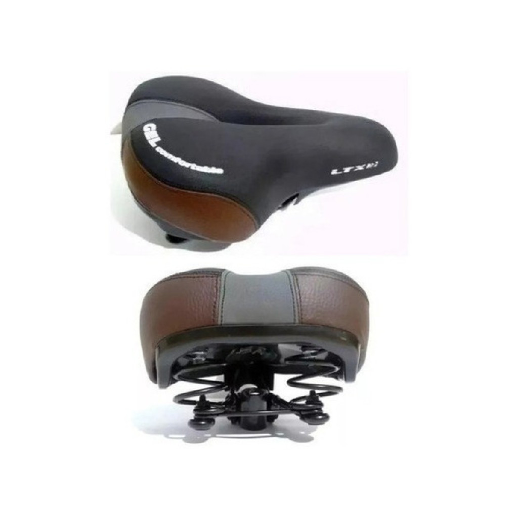 Banco Selim Bicicleta Gel Ltx Vazado 2 Molas Preto/marrom em Oferta na Shopee