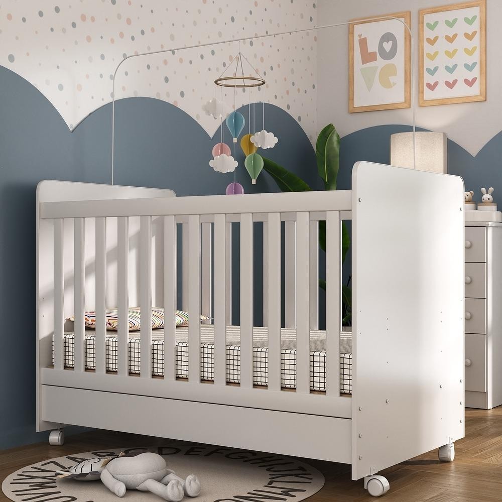 Berço Americano 3 em 1 com Rodízios para Colchão 70 x 130 cm Pimpolho Multimóveis Branco em Oferta na Shopee