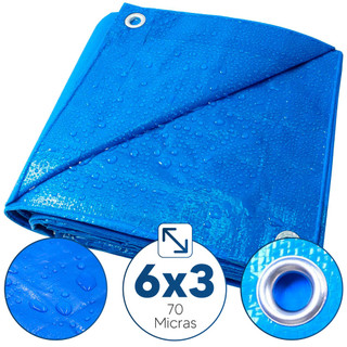 Lona Plástica de Proteção Cobertura Impermeável Azul 6x3 mts