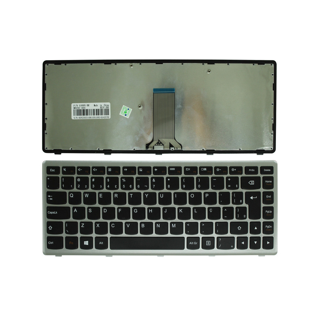 TECLADO LENOVO G400S/Z410/IDEAPAD FLEX 14 MOLDURA PRATA