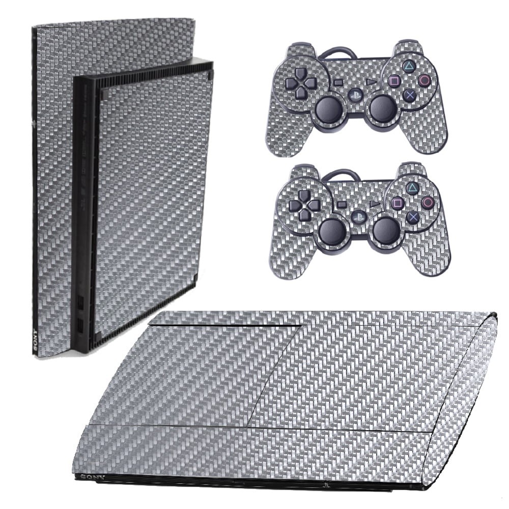 Skin PS3 Super Slim Playstation Adesivo Película Protetora Sticker Fibra Cromo Prata
