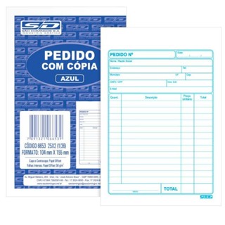 Pedido com cópia azul 25x2 104x143mm 50 folhas 10062 São Domingos