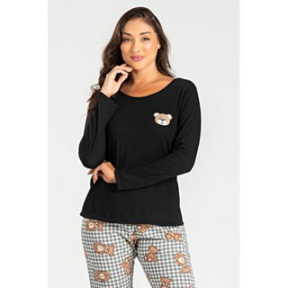 Pijama Feminino Longo Loja Zus Estampado Ursos em Oferta na Shopee