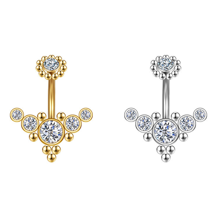 Piercing Umbigo Banana Aço Cirúrgico Pvd Indiano Strass Michelle