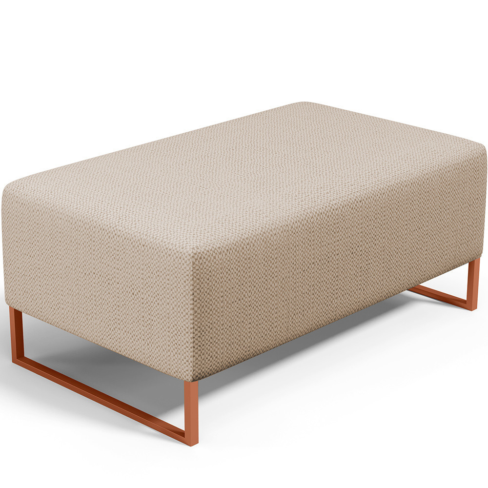 Puff Decorativo Sala De Estar Cléo 90cm Base De Ferro Cobre W01 Linho Bege Escuro- Lyam Decor