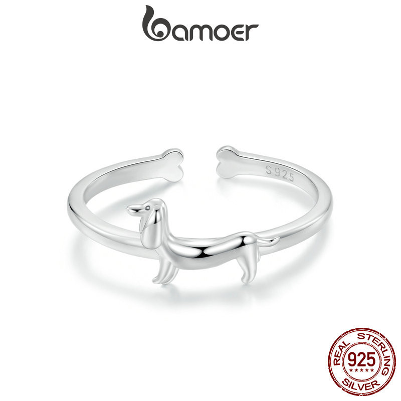 Bamoer 925 Sterling Sliver Ring Dachshund Dog Design Jóias De Moda Requintada Presentes Para Mulheres em Oferta na Shopee