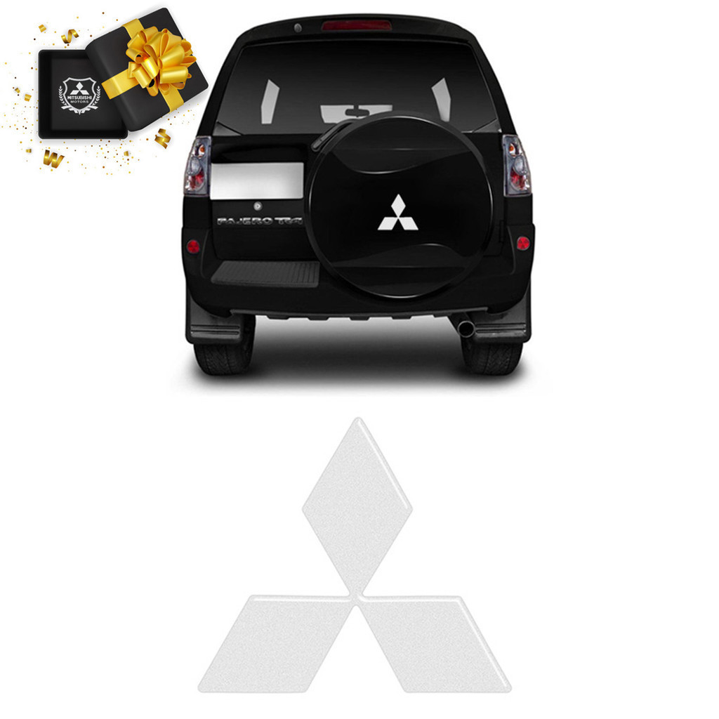 Adesivo Estepe Pajero Tr4 Logo Mitsubishi Prata Refletivo Genérico