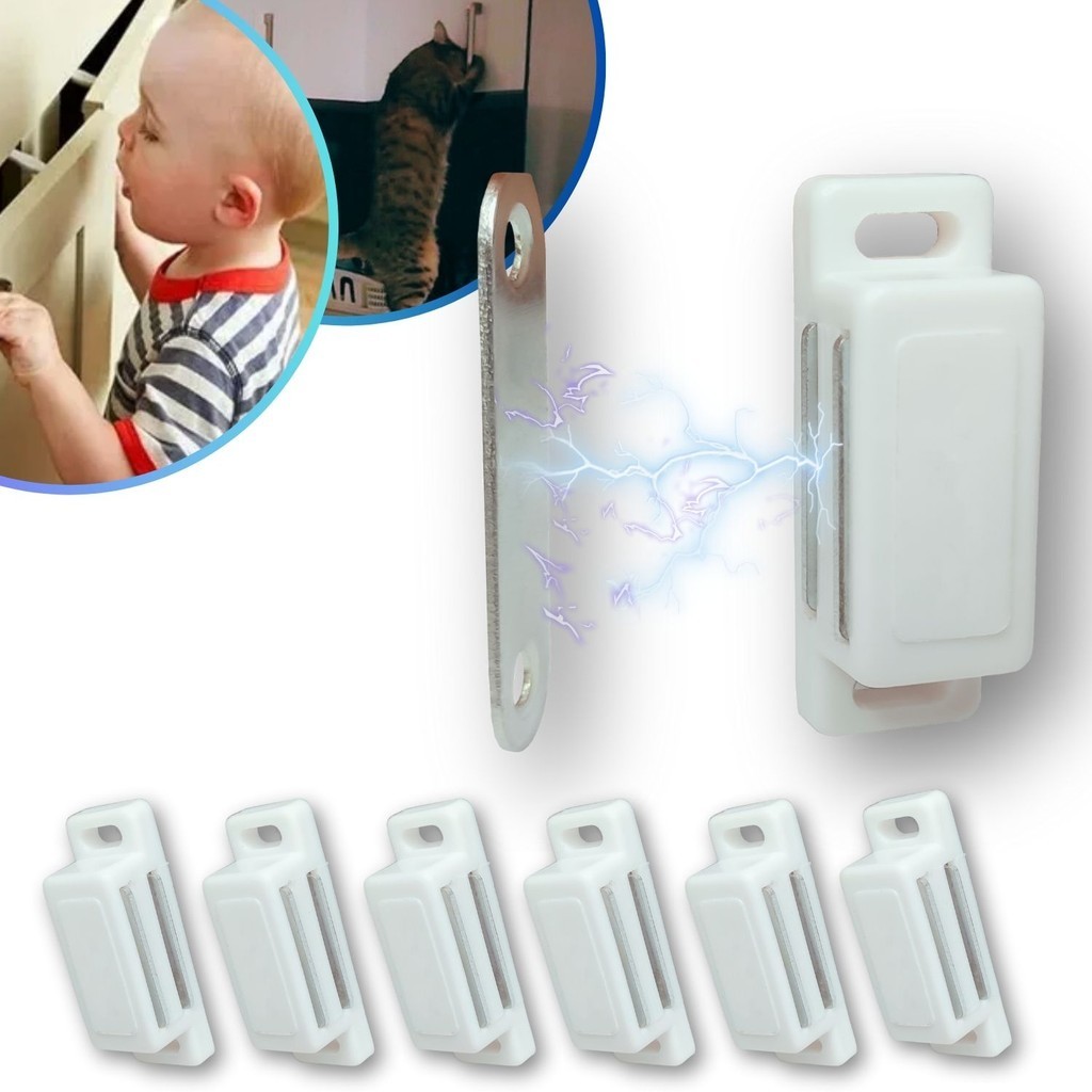 Kit 6 Trinco Porta de Armario Fecho Trava Magnetica Ima Moveis Branco Guarda Roupa com Batente em Oferta na Shopee