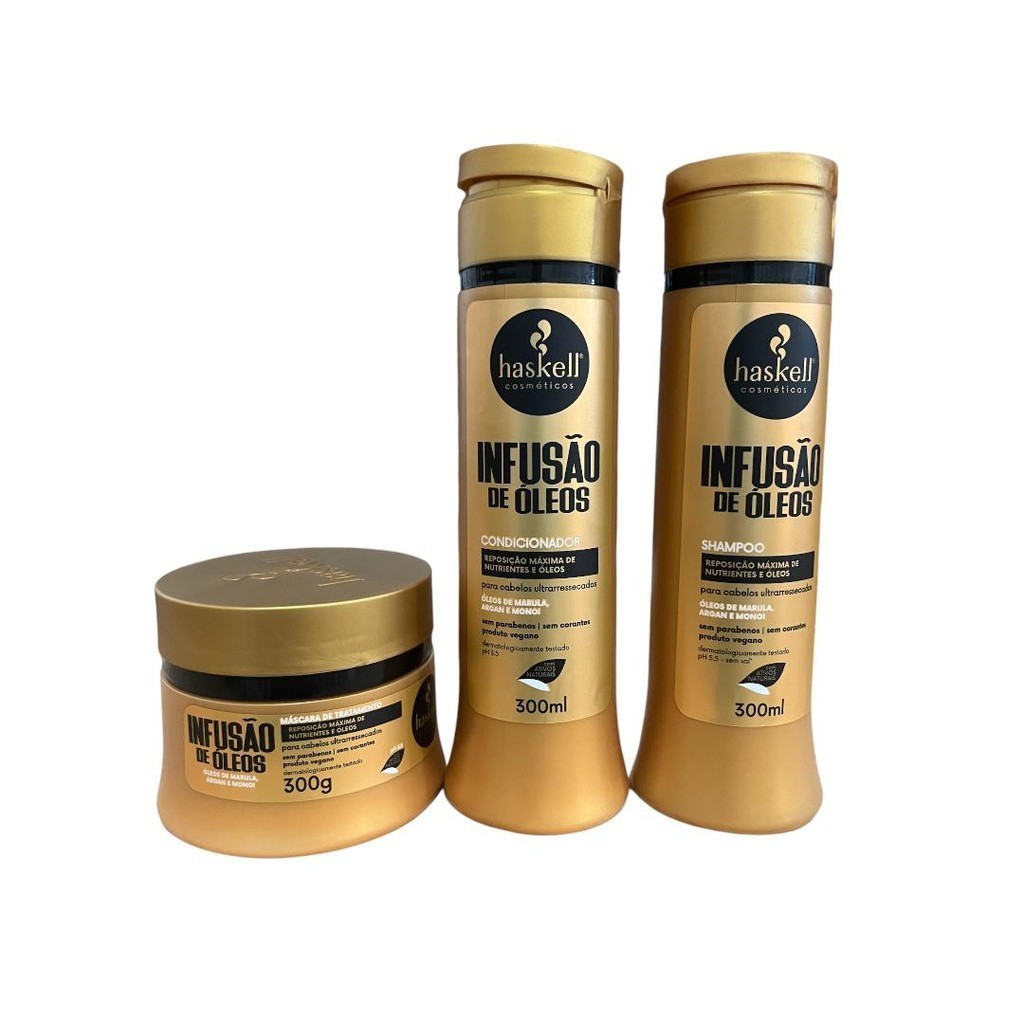 Kit Haskell Infusão de óleos Shampoo 300ML 1 Condicionador 300ML  1 Mascara 300ML