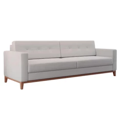 Sofá 3 Lugares Living Base de Madeira Linho Cotton Cru 210 cm