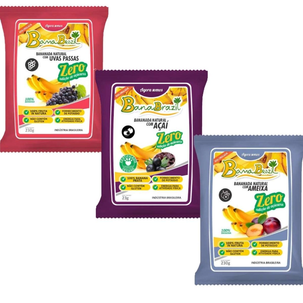 Bananinha Zero Açúcar Açaí-Ameixa-UvasPassas C/30un 23g
