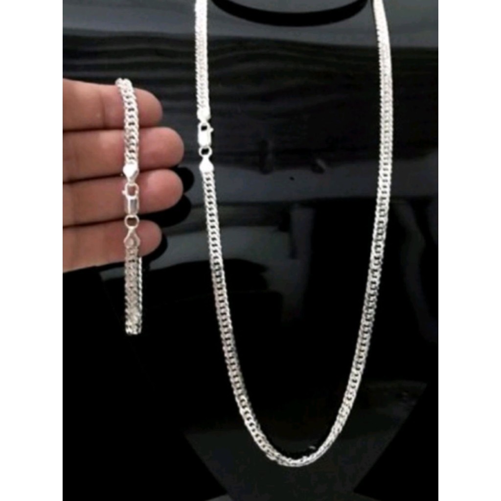Corrente E Pulseira 4mm Banhado Prata 925 Masculina 60cm Top 11 rn RN05 em Oferta na Shopee