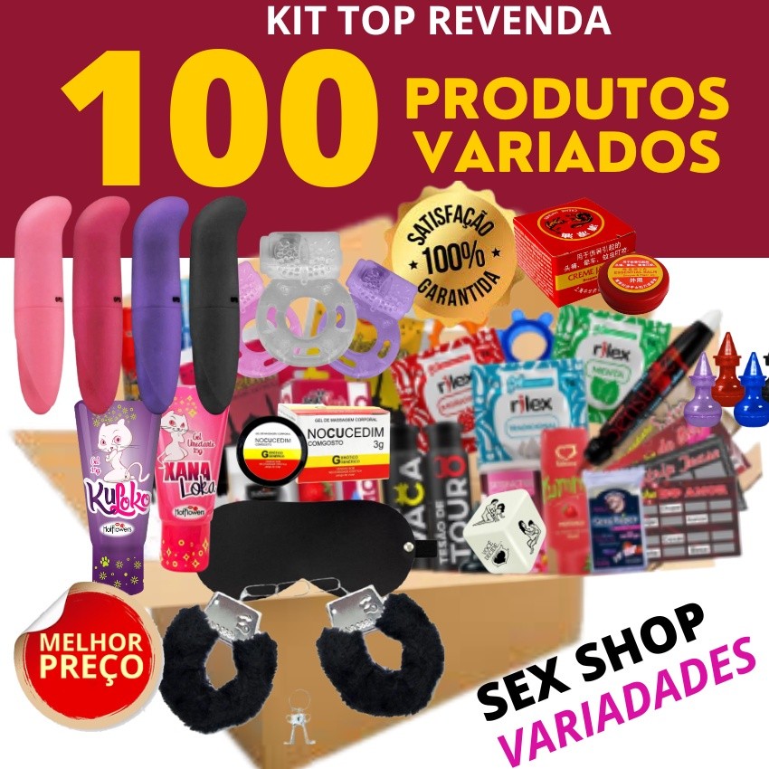 Kit 100 Produtos Sex Shop Com Vibrador Ponto G e Algema