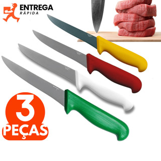 Kit com 3 Facas Profissionais para Desossar 6'' Lâmina de Aço Inox e Cabo Ergonômico em Oferta na Shopee