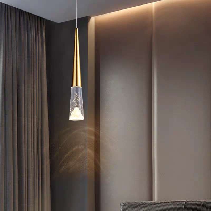 Pendente de Cristal Minimalista em Formato de Cone com Montanha Nevada, 3 Temperaturas de Cor Bivolt