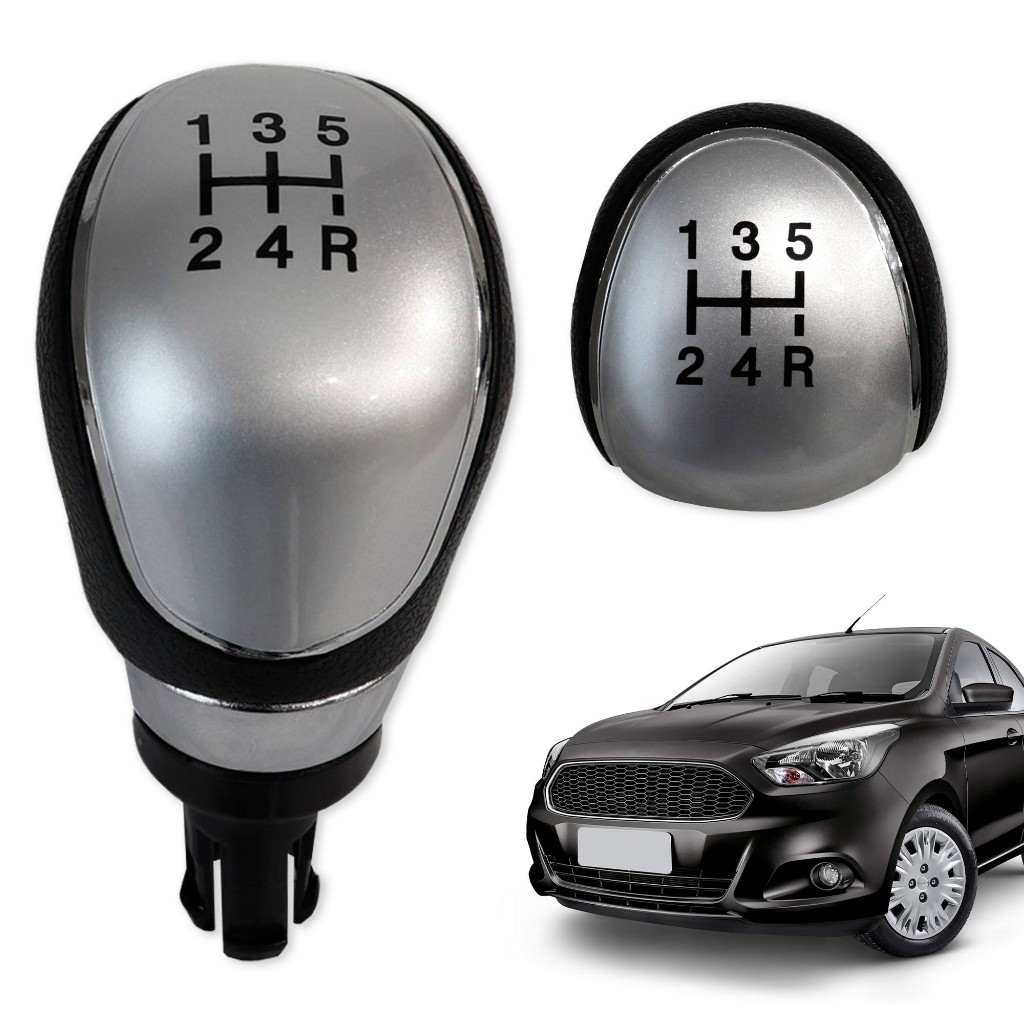 Manopla de Câmbio 5 Marchas Ford Novo Ka 2015 a 2021 Preta Lente Prata em Oferta na Shopee