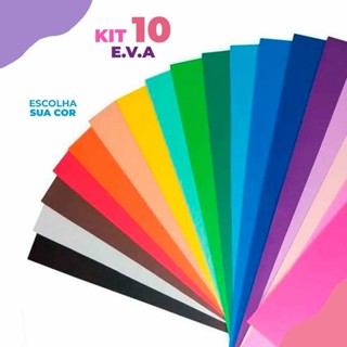 Pacote Com 10 Folhas Emborrachada Eva Liso 40x60 P/ Artesanato Todas as Cores Kit Cor Sortida em Oferta na Shopee