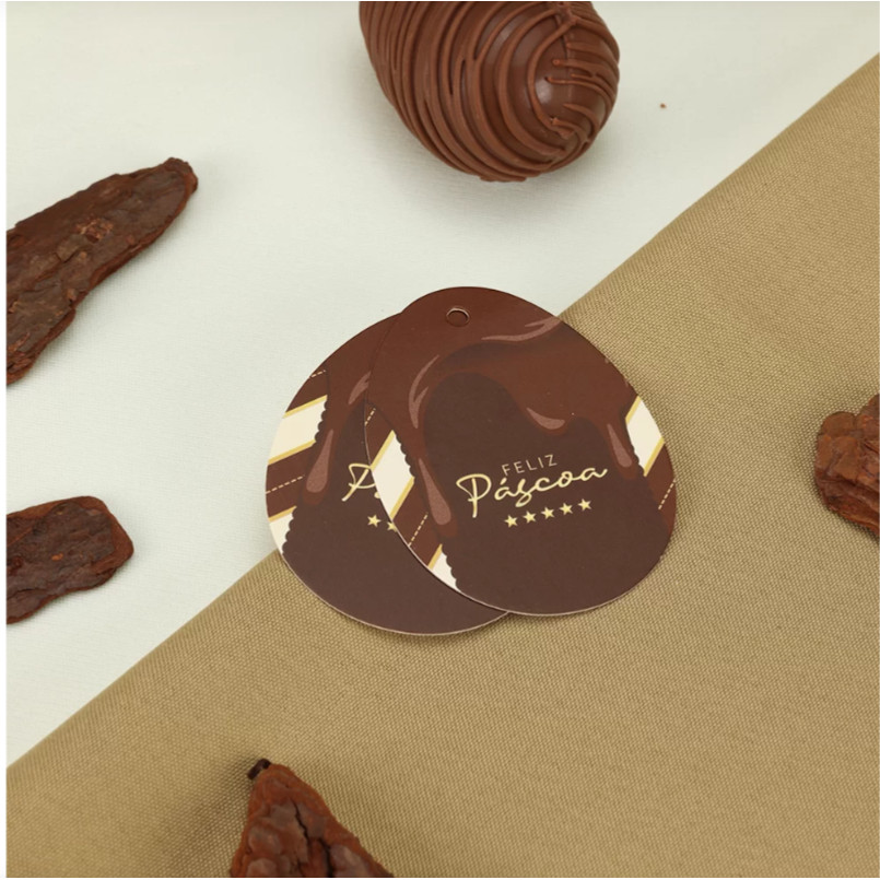 20 Tags Em Formato De Ovo de Pascoa CHOCOLATE 3954 ( PASCOA JANGO 2025 )
