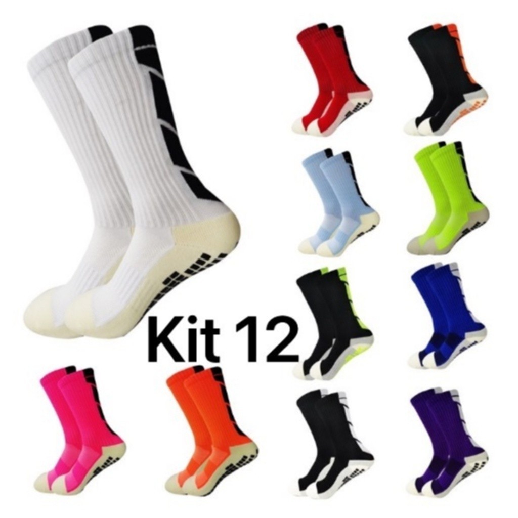 KIT12 Meias Anti-Derrapantes Deslizamento Futebol/Basquete/Hockey Sports em Oferta na Shopee