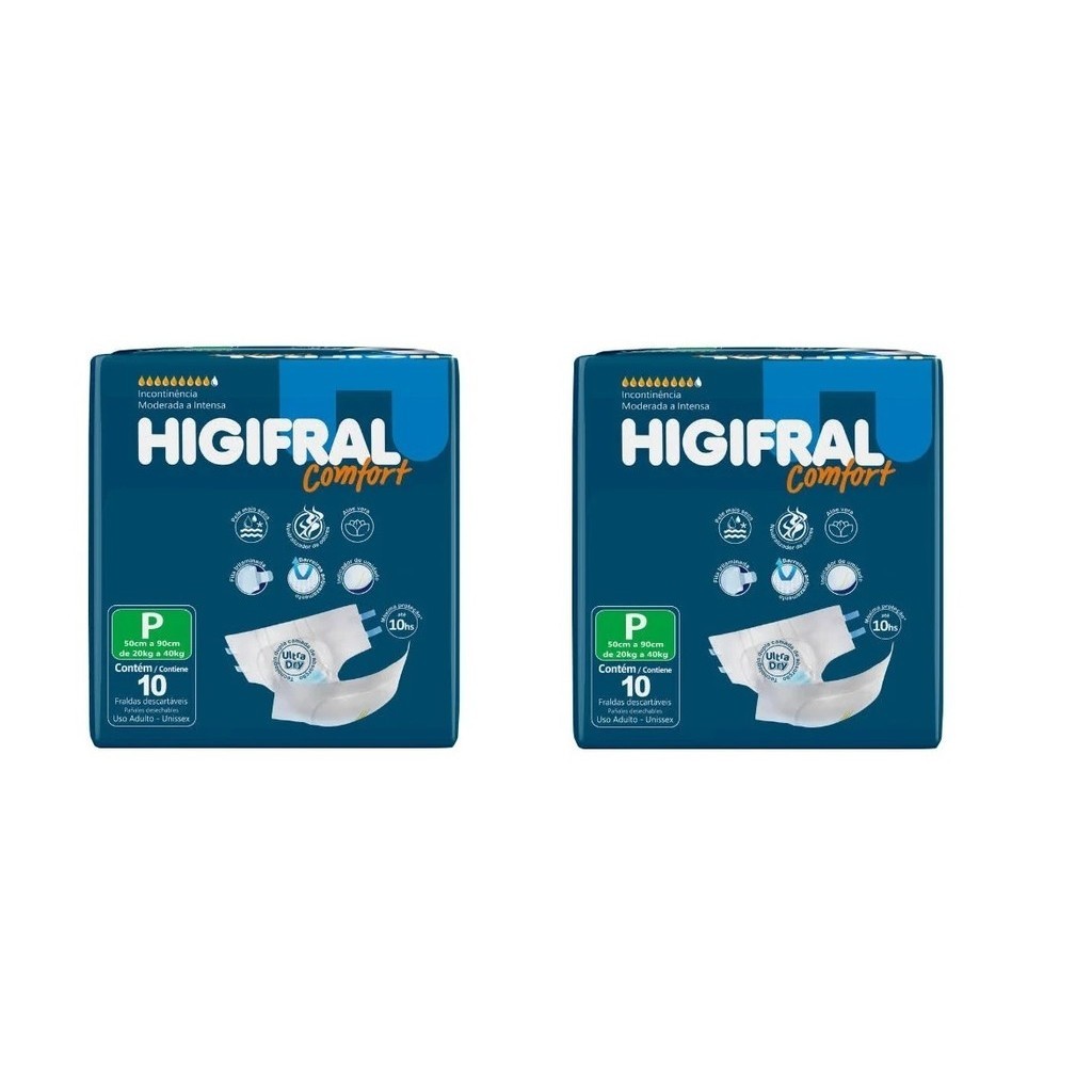 Kit 2 Fralda Adulto Higifral Confort P Com 10 Und - Eurofral