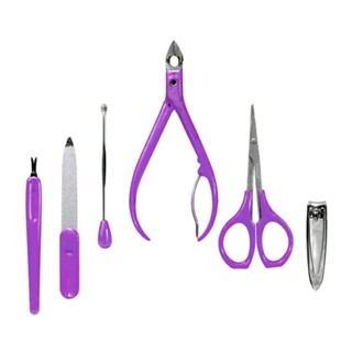 Kit Manicure 6 Pçs Alicate, Tesoura, Cortador, Lixa Espátula